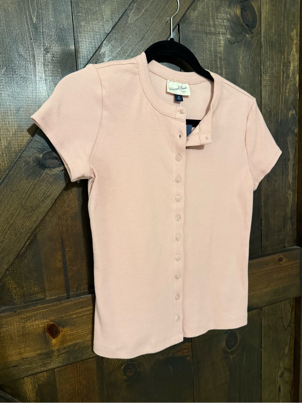 Universal Thread Soft Pink Short-Sleeve Button-Front Top